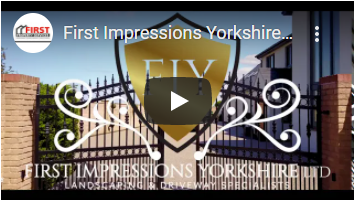 First Impressions Yorkshire video thumbnail with FIY shield logo and driveway gates