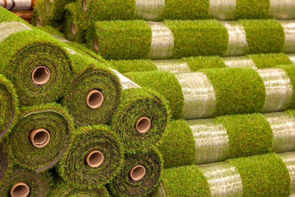 rolls of artificial grass