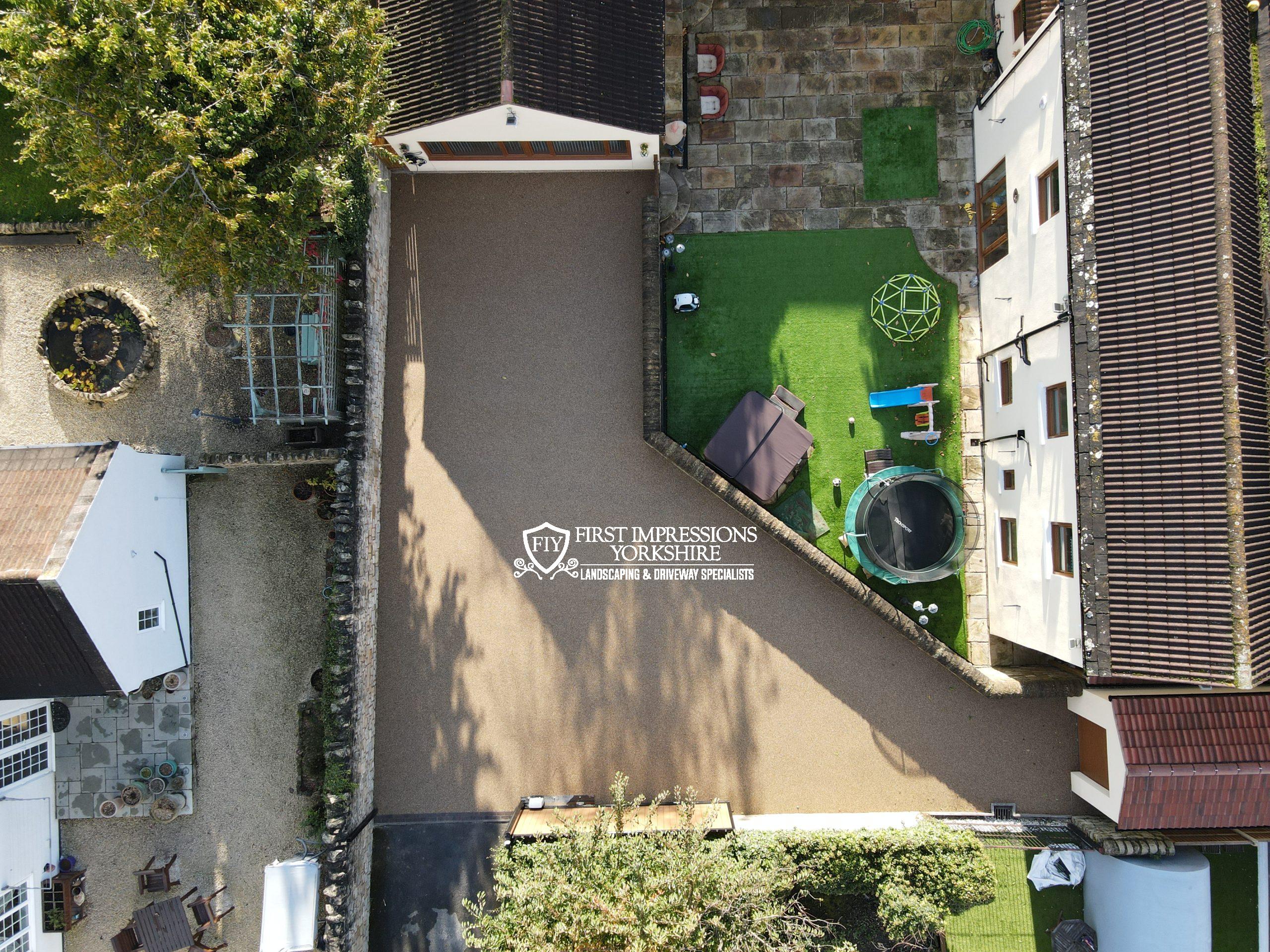 birds eye view of resin driveway